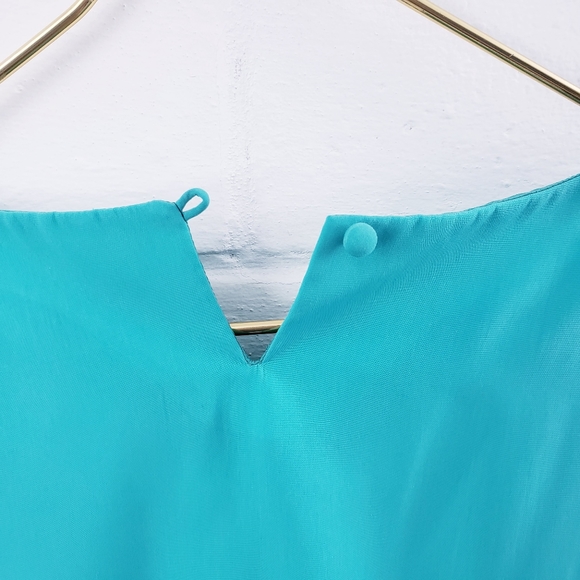 Pleated Turquoise Lime Green Colorblock Dress with Belt RK Originals Size 14 - Picture 7 of 11